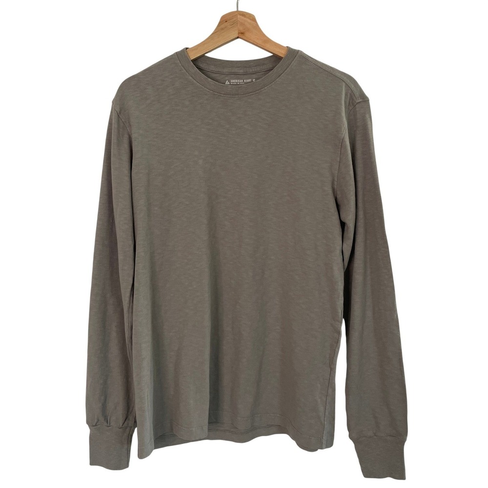 NEW American Giant Long Sleeve T-Shirt Men M Grey USA Cotton Crew Neck Basics
